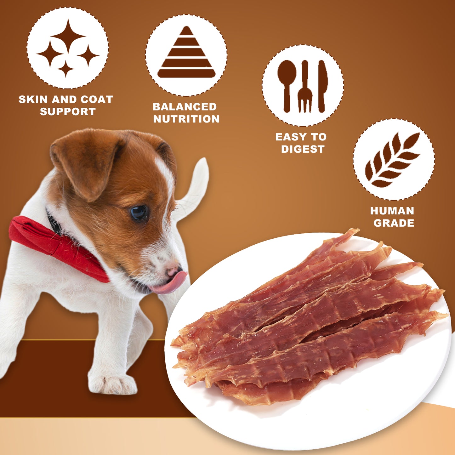 HUWZZE Duck Breast Jerky for Dogs, Natural Dog Treats Chewy Snacks Made with Real Duck Breast 10.6 oz