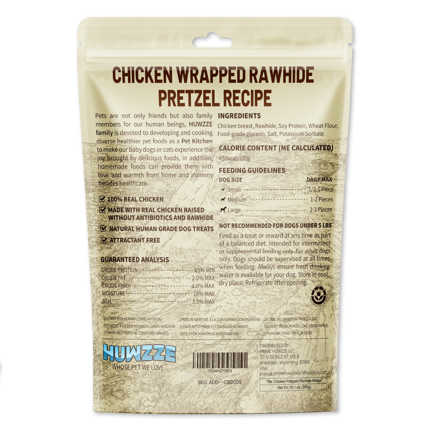 HUWZZE Chicken Wrapped Rawhide Pretzel for Dogs, Long Lasting Dog Treats Chewy Snacks for Medium Large Dogs 8.8 oz