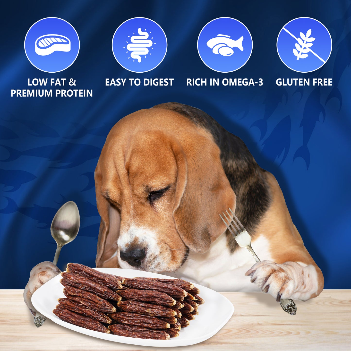HUWZZE Salmon Sausage for Dogs & Cats, Human Grade Dog Treats Snacks 14.1 oz