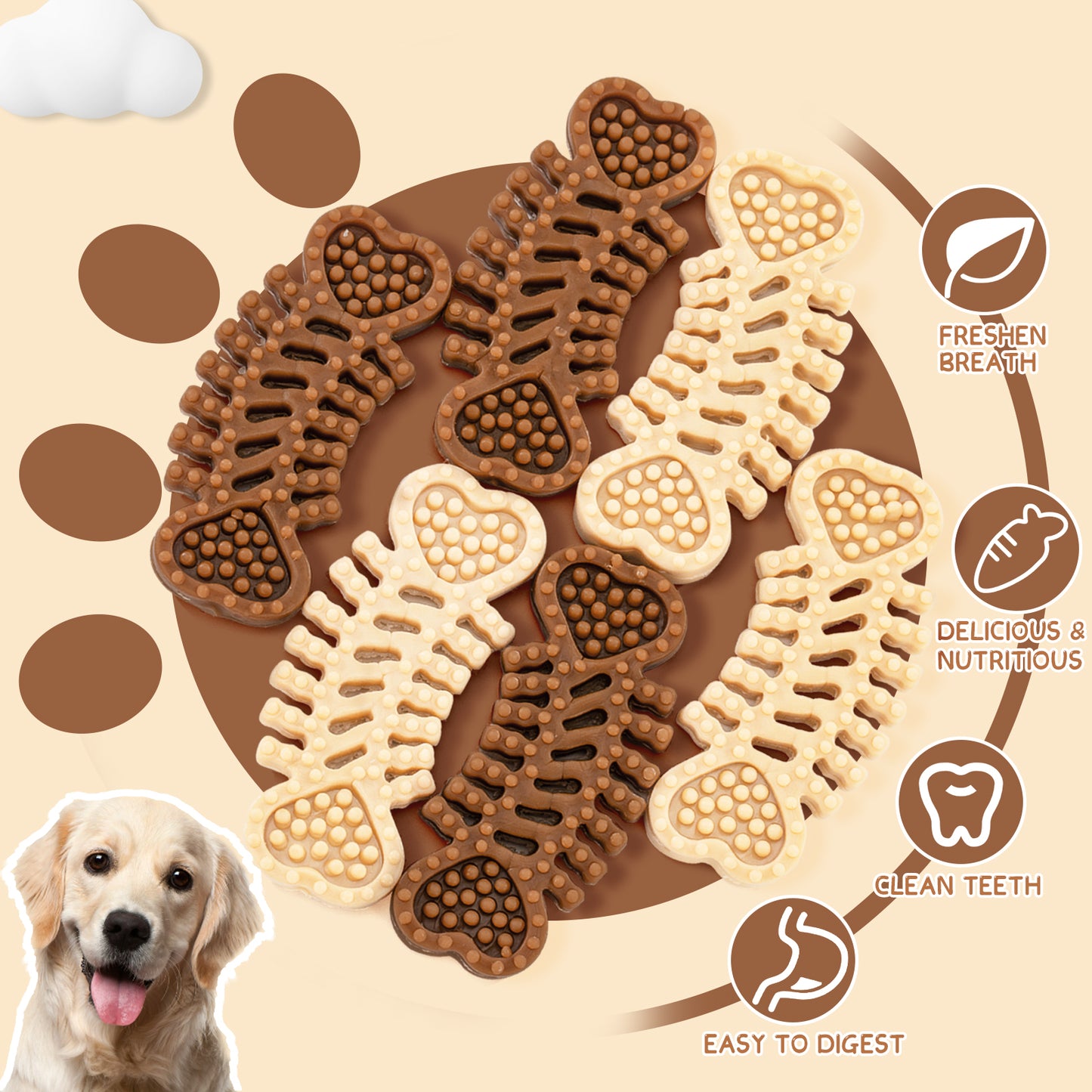 HUWZZE Dental Chews for Dogs, Chicken Flavor Dental Dog Treats Chewy Snacks, Oral Care and Hygiene Chews 14.5 oz