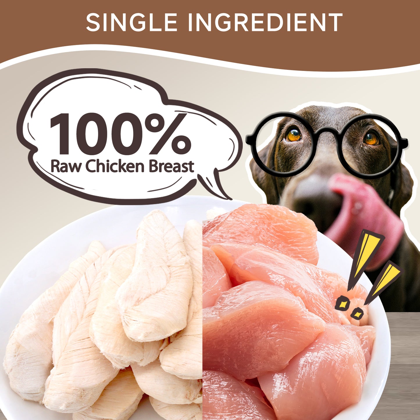 HUWZZE Freeze Dried Whole Chicken Breast Treats for Cats & Dogs, Single Ingredient All Natural Grain-Free Dog Treats Snacks-Pet Food Perfect for Training 5.3 oz