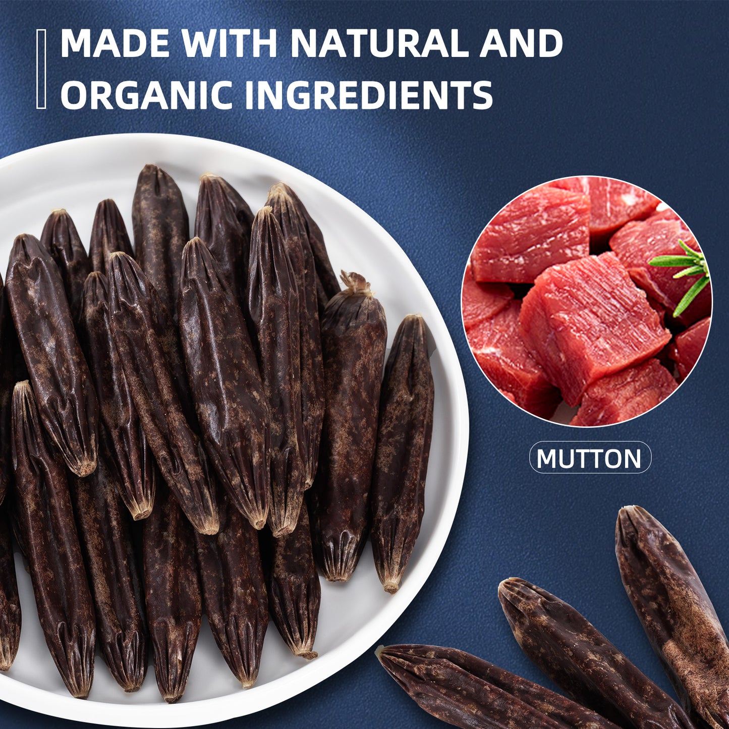 HUWZZE Mutton Sausage for Dogs & Cats, Human Grade Dog Treats Snacks 14.1 oz