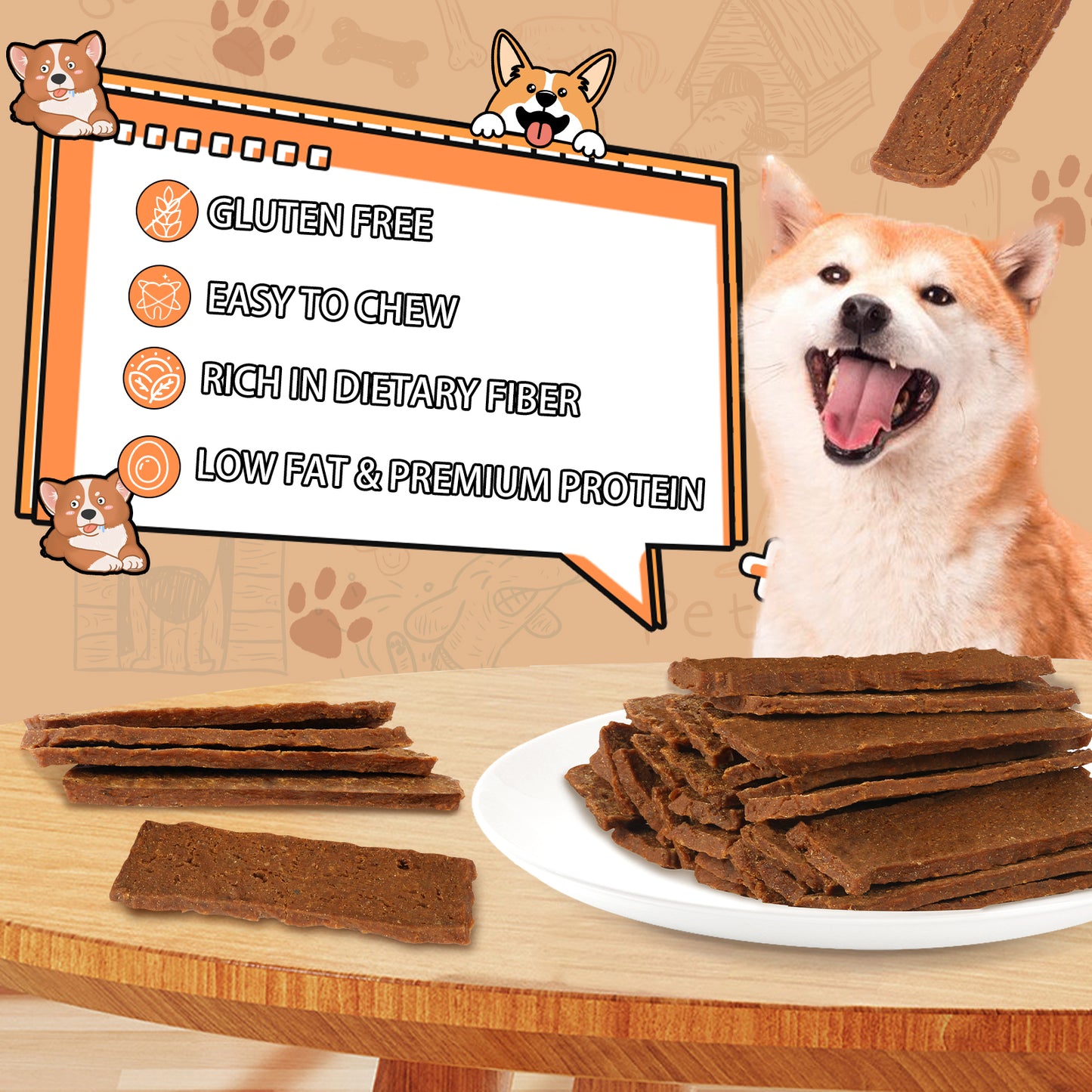 HUWZZE Salmon Jerky Tenders for Dogs & Cats, Natural Dog Treats Snacks Made with Real Salmon 14.1 oz