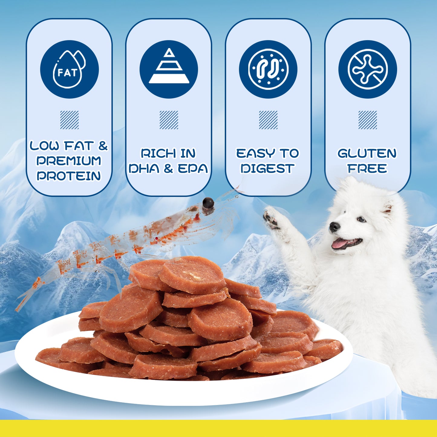 HUWZZE Antarctic Krill Biscuits for Dogs & Cats, Dog Training Treats, Chewy Snacks for Training Rewards 14.1 oz