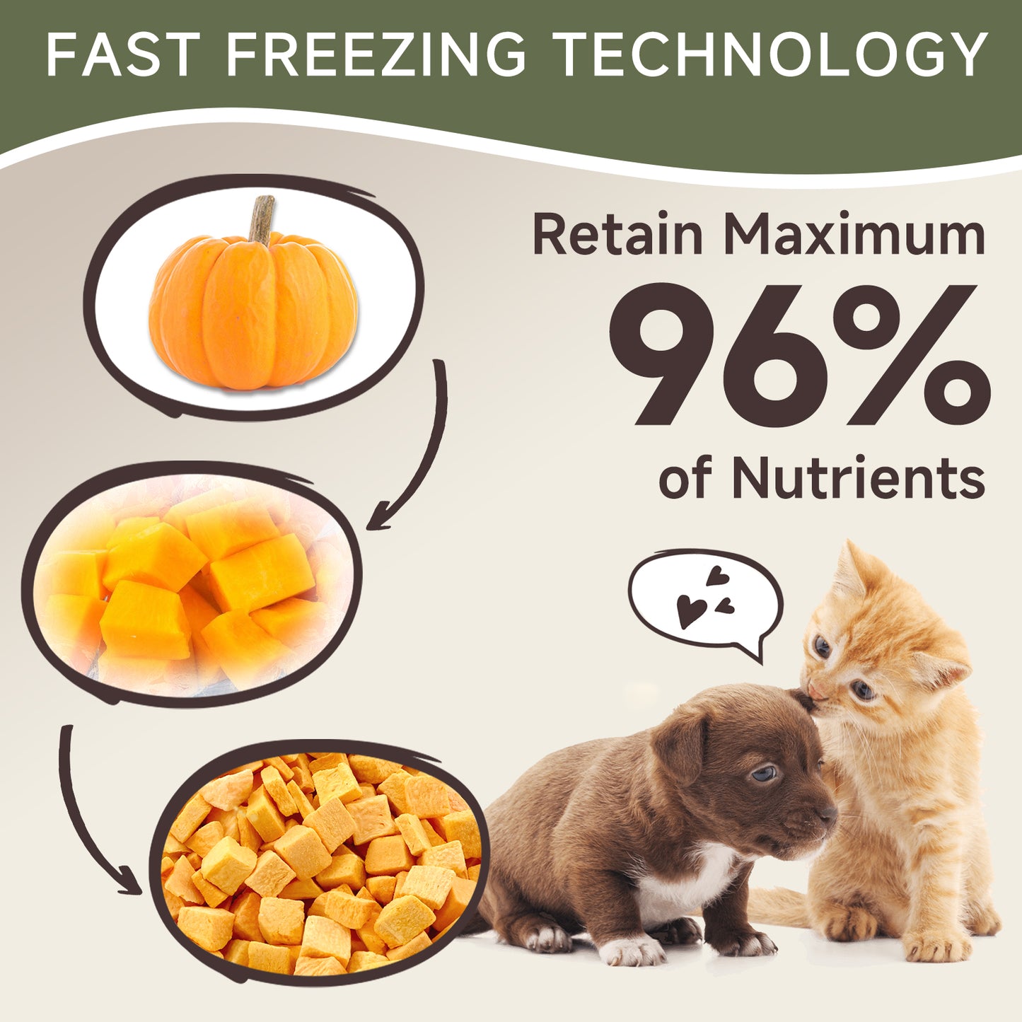 HUWZZE Freeze Dried Organic Pumpkin Treats for Cats & Dogs, Single Ingredient All Natural Dog Treats Snacks-Diabetic Friendly Pet Food Perfect for Training 1.9 oz