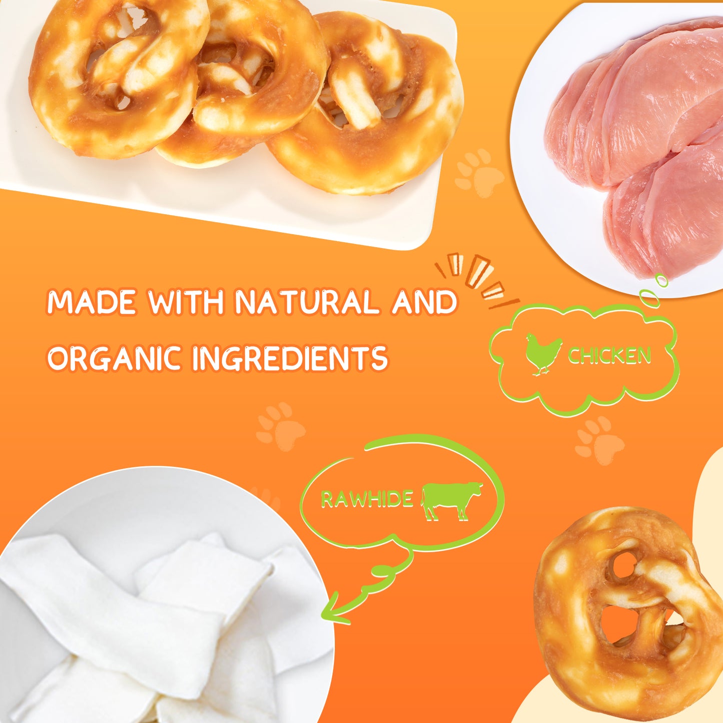 HUWZZE Chicken Wrapped Rawhide Pretzel for Dogs, Long Lasting Dog Treats Chewy Snacks for Medium Large Dogs 8.8 oz