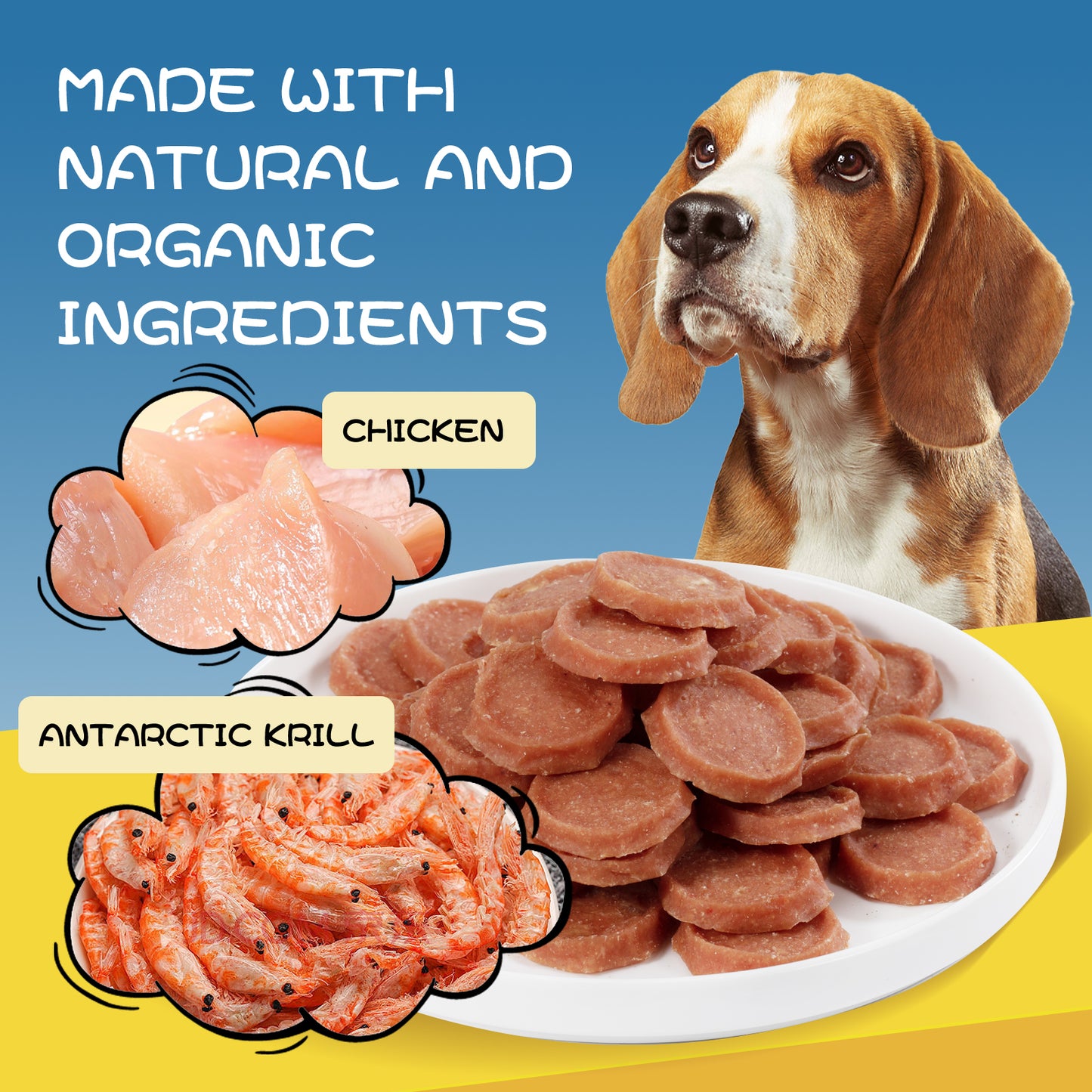 HUWZZE Antarctic Krill Biscuits for Dogs & Cats, Dog Training Treats, Chewy Snacks for Training Rewards 14.1 oz