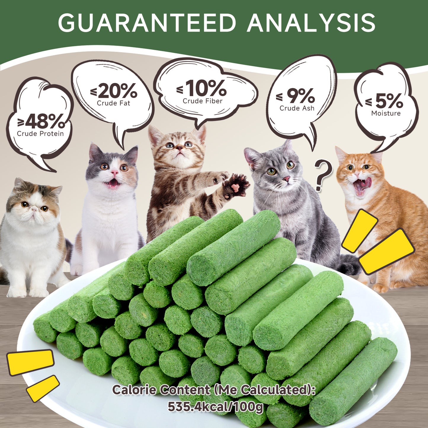HUWZZE Cat Grass Teething Stick for Cats, 100% Natural Cat Treats Snacks Edible Cat Chew Toys for Teeth Cleaning and Hairball Removal in Cats 4.6 oz