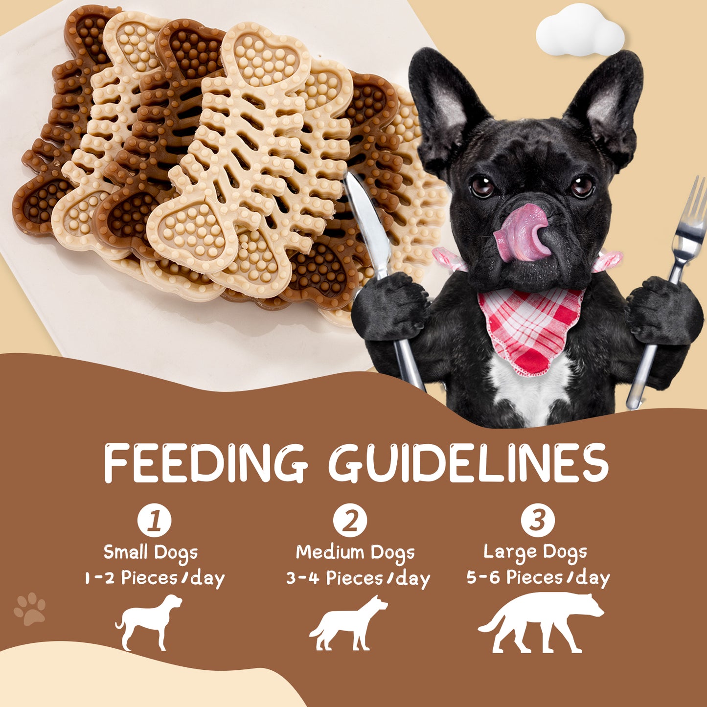 HUWZZE Dental Chews for Dogs, Chicken Flavor Dental Dog Treats Chewy Snacks, Oral Care and Hygiene Chews 14.5 oz