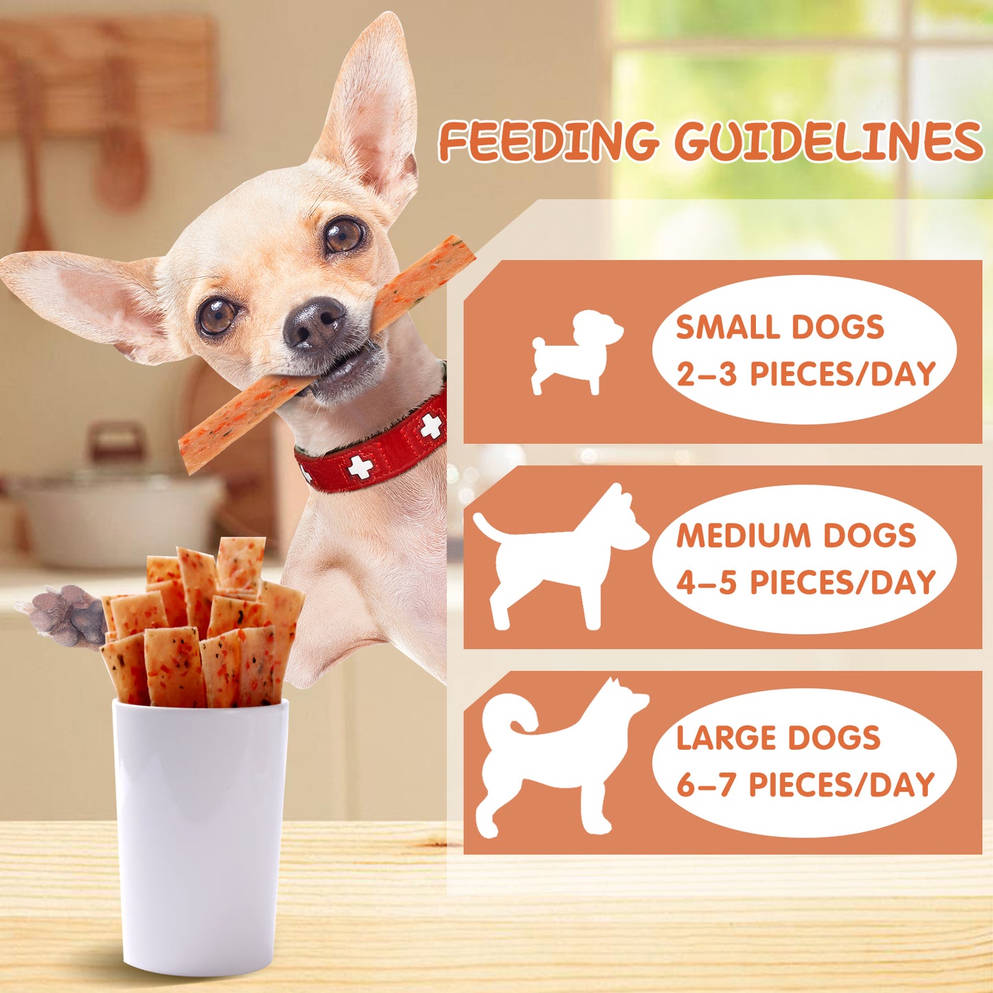 HUWZZE Chicken Vegetable Tenders with Carrots and Spinach for Dogs & Cats, Rawhide Free Dog Treats Chewy Snacks 15.9 oz