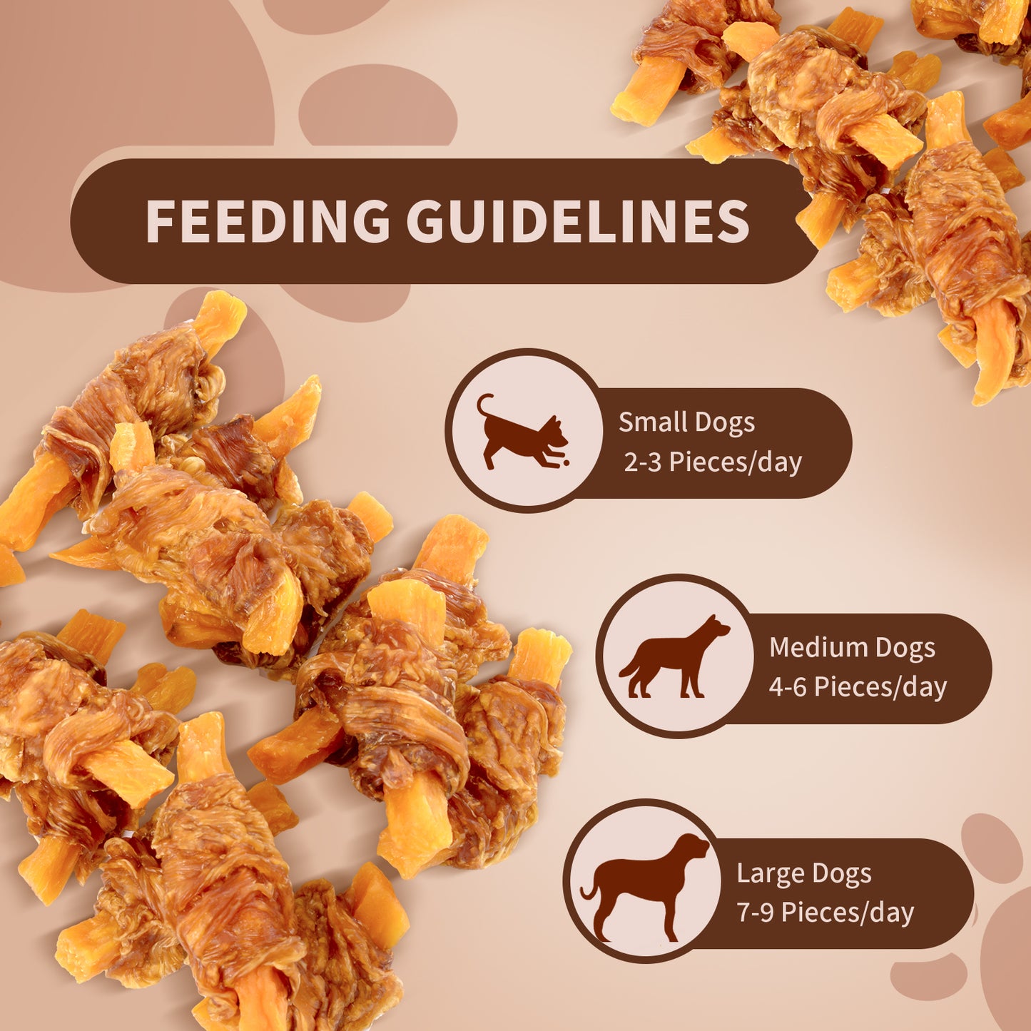 HUWZZE Chicken Wrapped Sweet Potato Strips for Dogs, Grain Free Dog Treats Chewy Snacks 14.1 oz