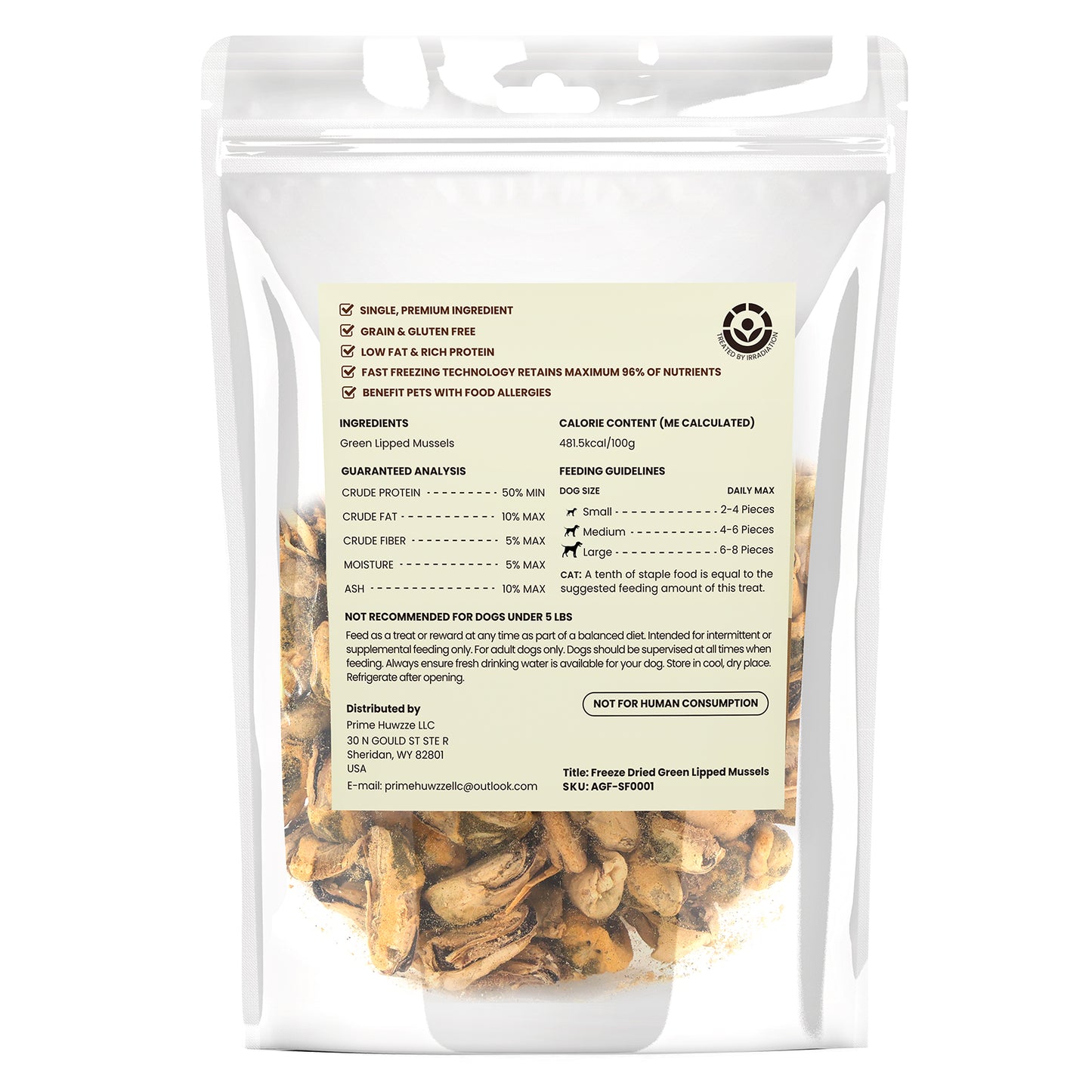HUWZZE Freeze Dried Green Lipped Mussel Treats for Cats & Dogs, Single Ingredient All Natural Dog Treats Snacks-Human Grade Pet Food Perfect for Training 3.2 oz