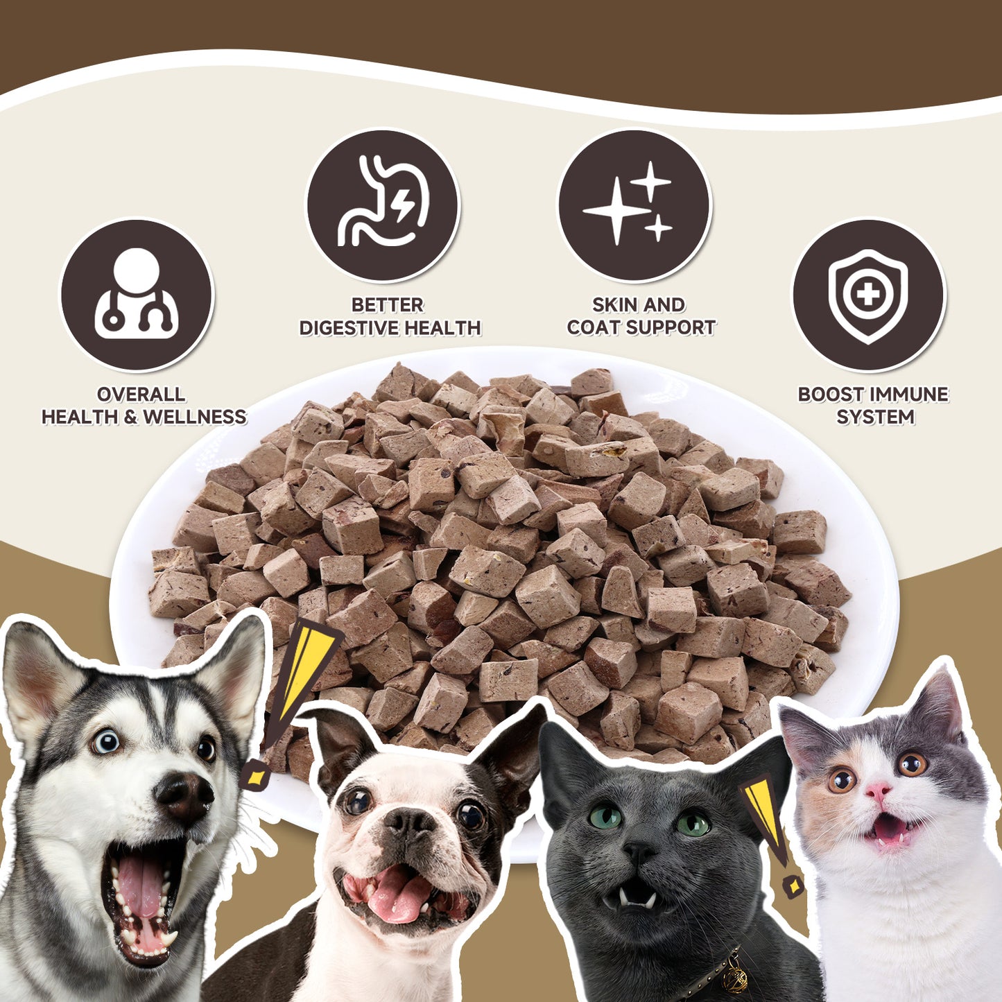 HUWZZE Freeze Dried Lamb Liver Treats for Cats & Dogs, Single Ingredient All Natural Dog Treats Snacks-Grain Free Pet Food Perfect for Training 6.2 oz