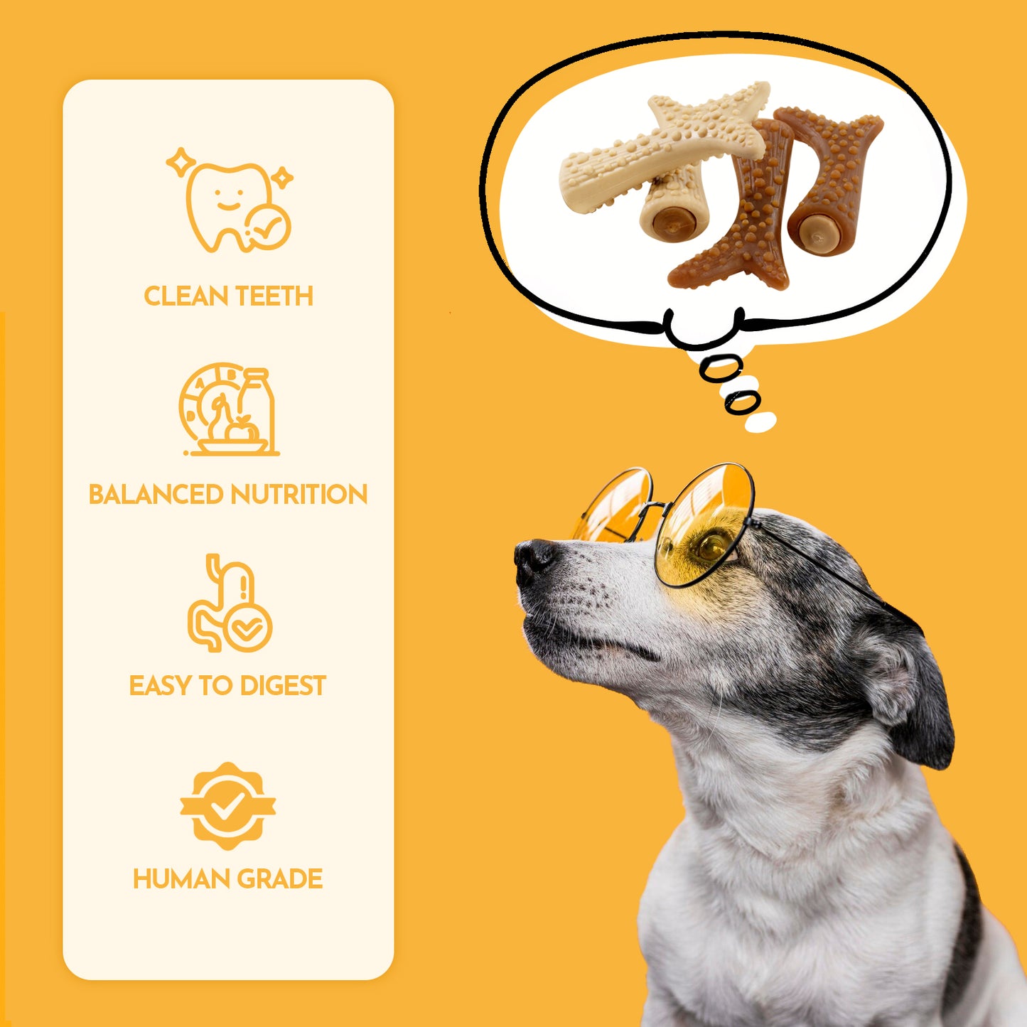 HUWZZE Dental Chews for Dogs, Chicken Flavor Dental Dog Treats Chewy Snacks, Oral Care and Hygiene Chews 18.2 oz
