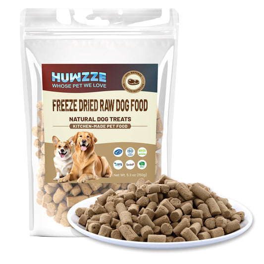 HUWZZE Freeze Dried Rawmix Dog Food, Grain Free Dry Pet Food for Cats & Dogs, Also Use As Topper or Treats, Turkey Beef & Salmon Recipe 5.3 oz
