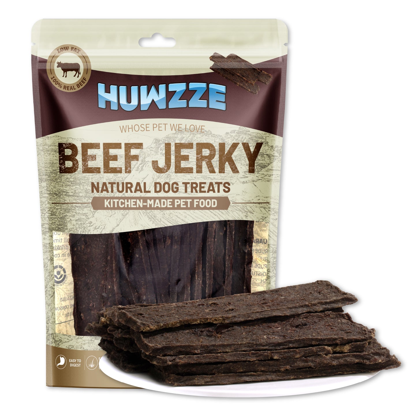 HUWZZE Beef Jerky for Dogs & Cats, Natural Dog Treats Chewy Snacks Made with Real Beef 14.6 oz