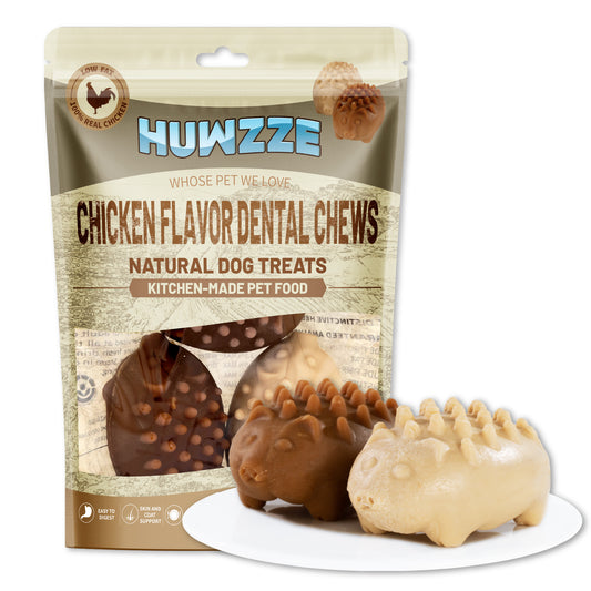 HUWZZE Dental Chews for Dogs, Chicken Flavor Dental Dog Treats Chewy Snacks, Oral Care and Hygiene Chews 15.1 oz