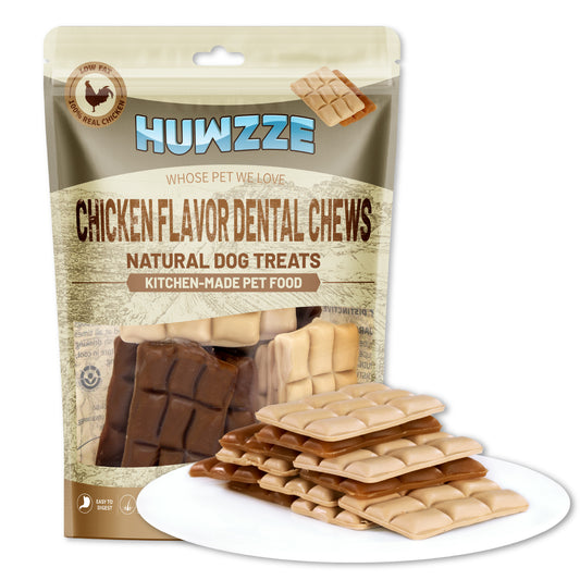 HUWZZE Dental Chews for Dogs, Chicken Flavor Dental Dog Treats Chewy Snacks, Oral Care and Hygiene Chews 18.7 oz