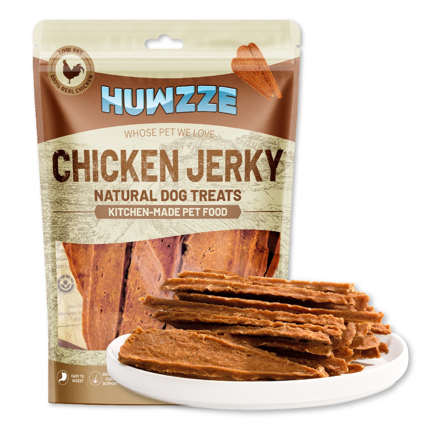 HUWZZE Chicken Jerky for Dogs & Cats, Natural Dog Treats Made with Real Chicken Breast 14.1 oz