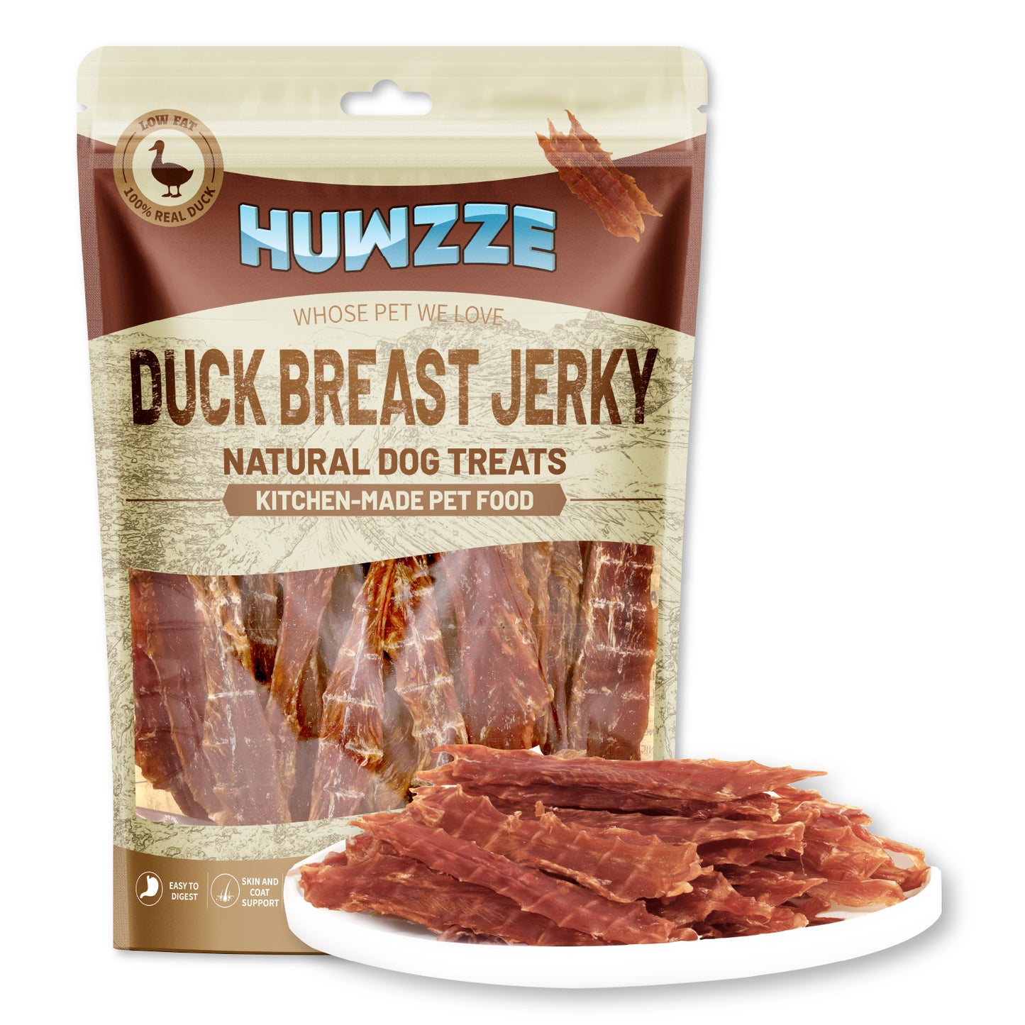 HUWZZE Duck Breast Jerky for Dogs, Natural Dog Treats Chewy Snacks Made with Real Duck Breast 10.6 oz