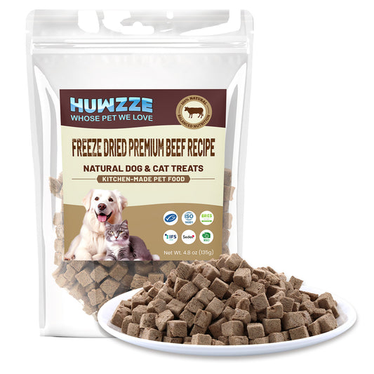 HUWZZE Freeze Dried Rawmix Dog Food, Grain Free Dry Pet Food for Dogs & Cats, Also Use As Topper or Treats, Beef & Beef Organs Recipe 4.8 oz