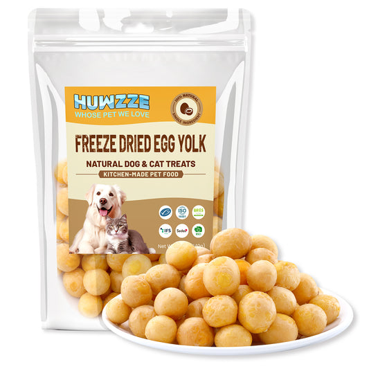 HUWZZE Freeze Dried Egg Yolk Treats for Cats & Dogs, Single Ingredient All Natural Dog Treats Snacks-Grain Free Pet Food Perfect for Training 8.5 oz