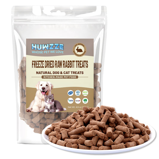 HUWZZE Freeze Dried Rawmix Dog Food, Grain Free Dry Pet Food for Dogs & Cats, Also Use As Topper or Treats, Rabbit & Rabbit Organs Recipe 4.8 oz