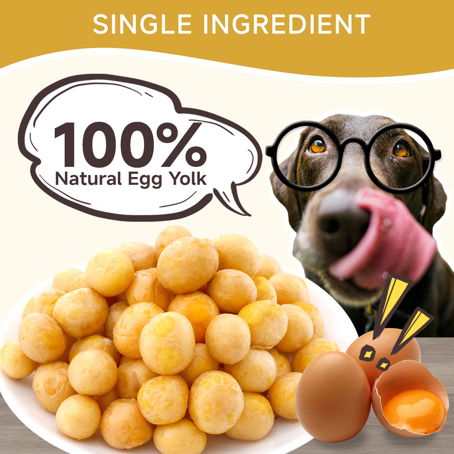 HUWZZE Freeze Dried Egg Yolk Treats for Cats & Dogs, Single Ingredient All Natural Dog Treats Snacks-Grain Free Pet Food Perfect for Training 8.5 oz