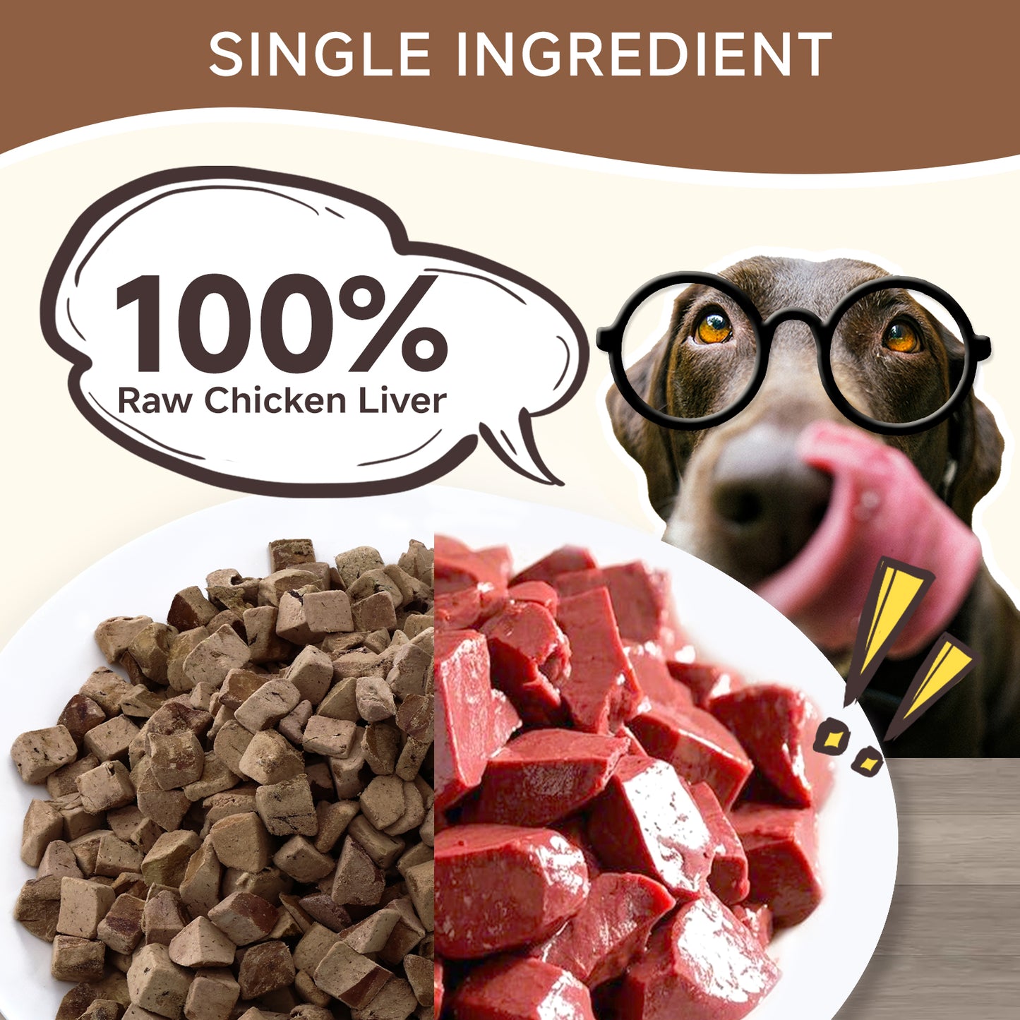 HUWZZE Freeze Dried Chicken Liver Treats for Cats & Dogs, Single Ingredient All Natural Dog Treats Snacks-Grain Free Pet Food Perfect for Training 4.6 oz