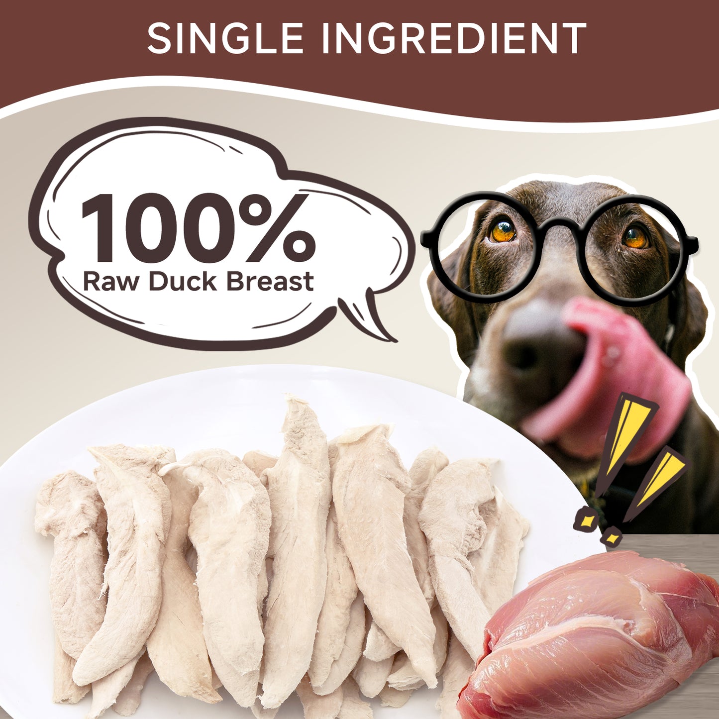 HUWZZE Freeze Dried Whole Duck Breast Treats for Cats & Dogs, Single Ingredient All Natural Grain-Free Dog Treats Snacks-Pet Food Perfect for Training 3.2 oz
