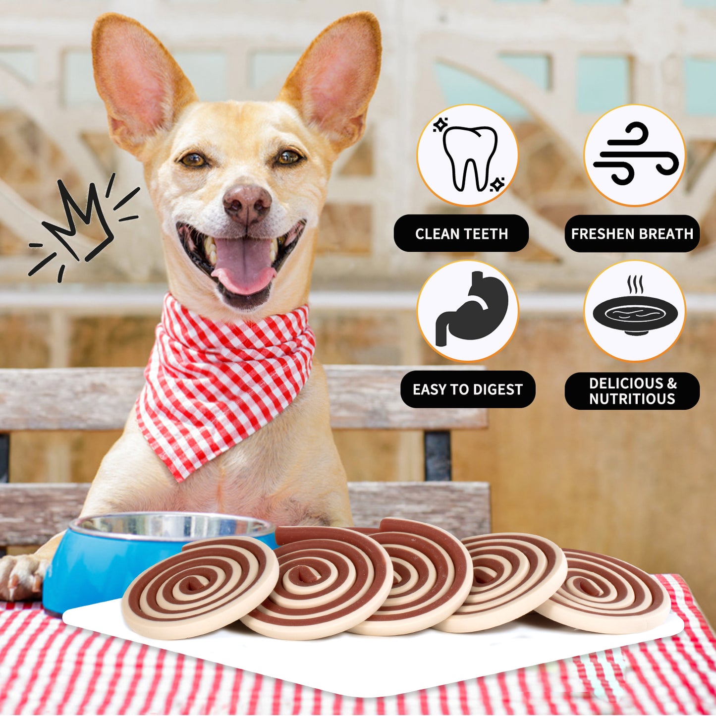HUWZZE Dental Chews for Dogs, Chicken Flavor Dental Dog Treats Chewy Snacks, Oral Care and Hygiene Chews 22.9 oz