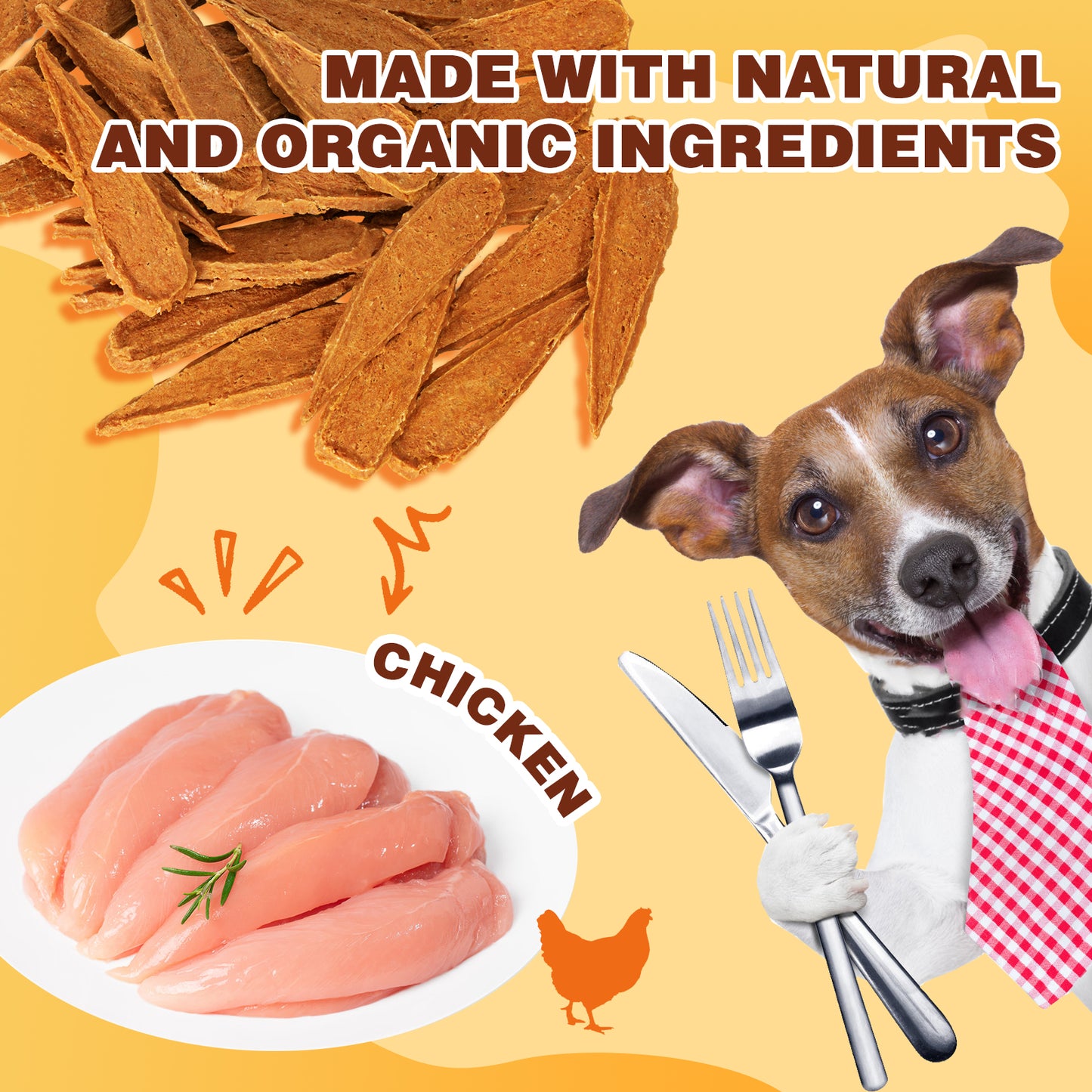 HUWZZE Chicken Jerky for Dogs & Cats, Natural Dog Treats Made with Real Chicken Breast 14.1 oz