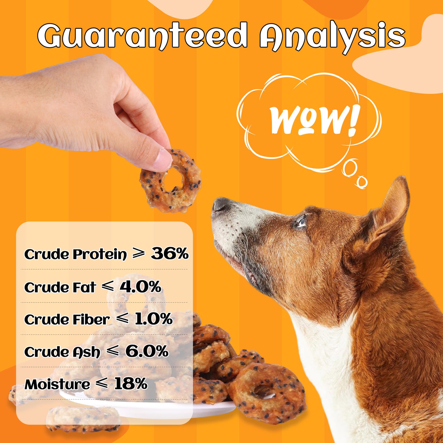 HUWZZE Chicken Sesame Bully Collagen Donuts for Dogs, Rawhide Free Dog Treats Chewy Snacks 11.6 oz