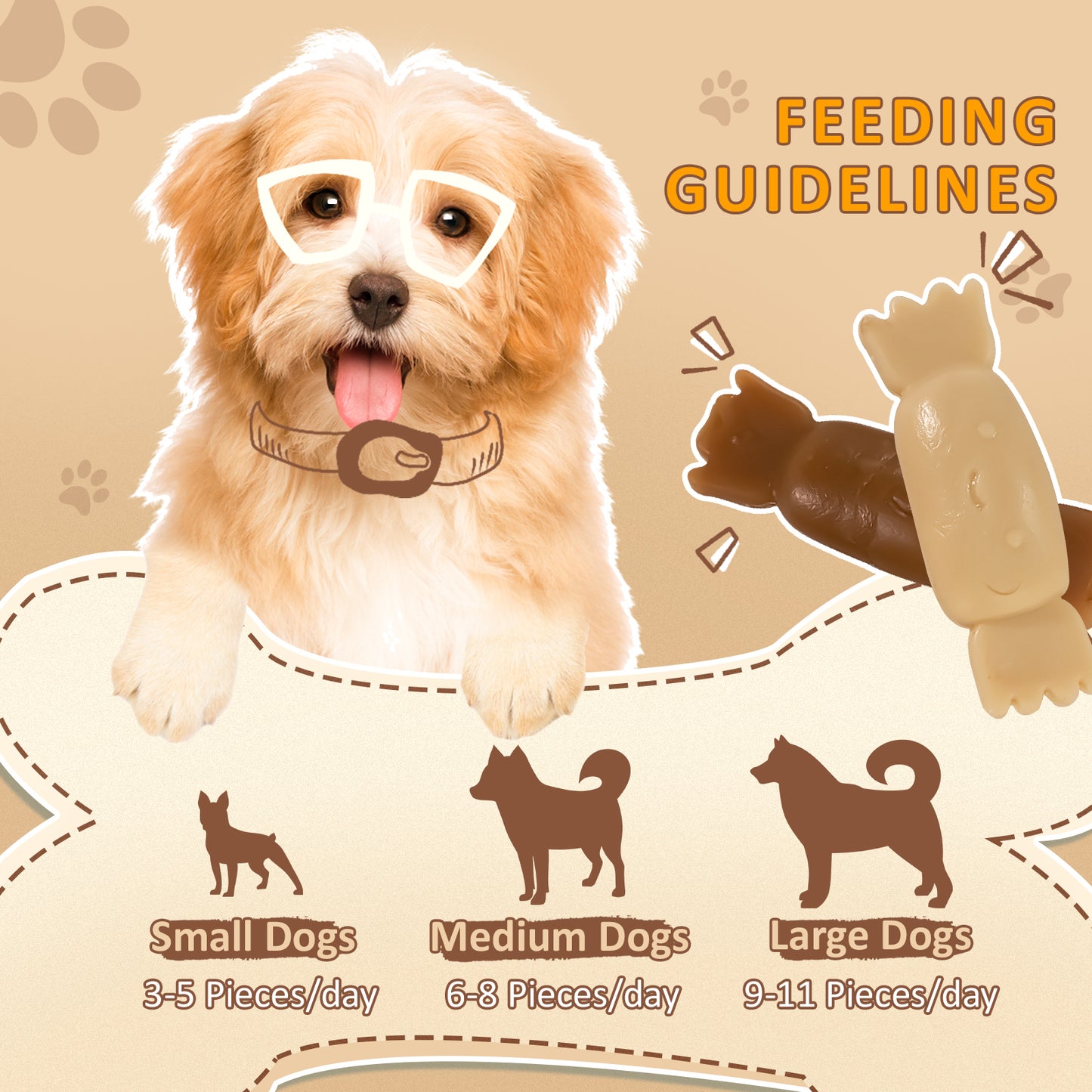 HUWZZE Dental Chews for Dogs, Chicken Flavor Dental Dog Treats Chewy Snacks, Candy-shaped Oral Care and Hygiene Chews 21.2 oz