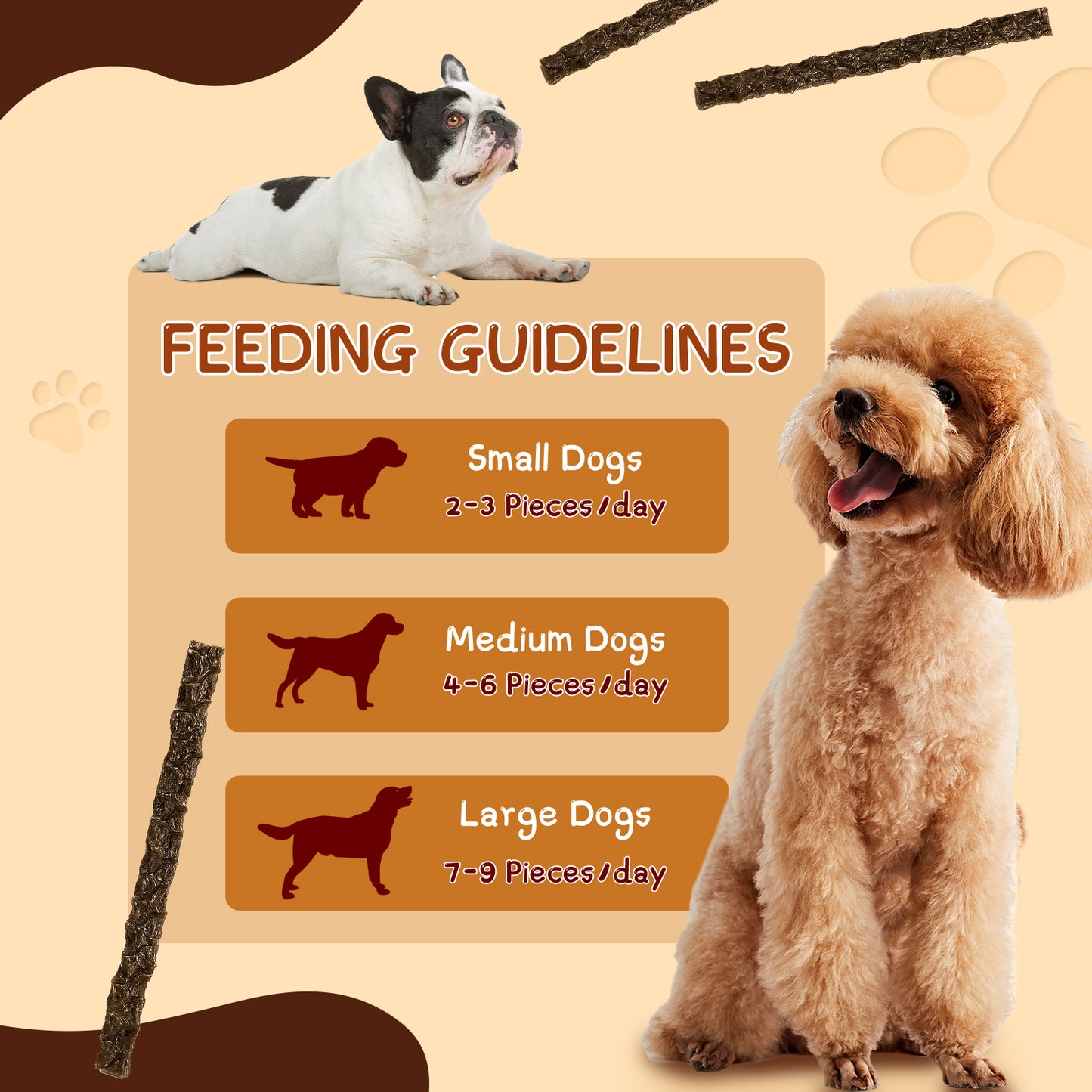 HUWZZE Bully Collagen Sticks for Dogs, Rawhide Free Dog Treats Chewy Snacks 14.1 oz
