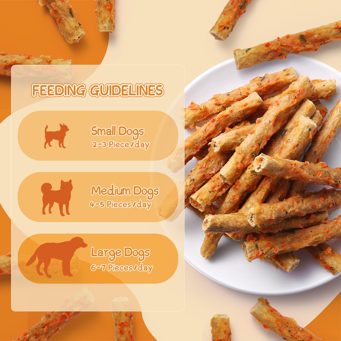 HUWZZE Chicken Vegetable Bully Collagen Sticks for Dogs, Rawhide Free Dog Treats Chewy Snacks 12.3 oz