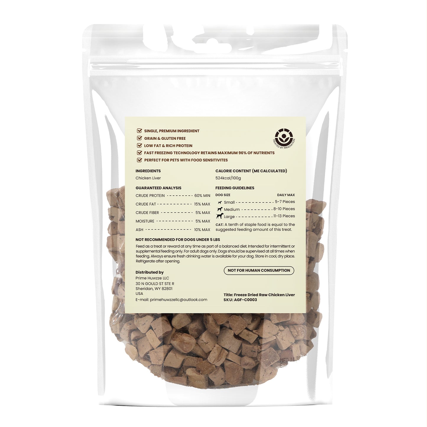 HUWZZE Freeze Dried Chicken Liver Treats for Cats & Dogs, Single Ingredient All Natural Dog Treats Snacks-Grain Free Pet Food Perfect for Training 4.6 oz