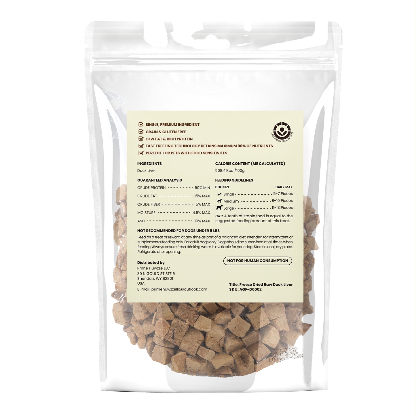 HUWZZE Freeze Dried Duck Liver Treats for Cats & Dogs, Single Ingredient All Natural Dog Treats Snacks-Grain Free Pet Food Perfect for Training 4.9 oz