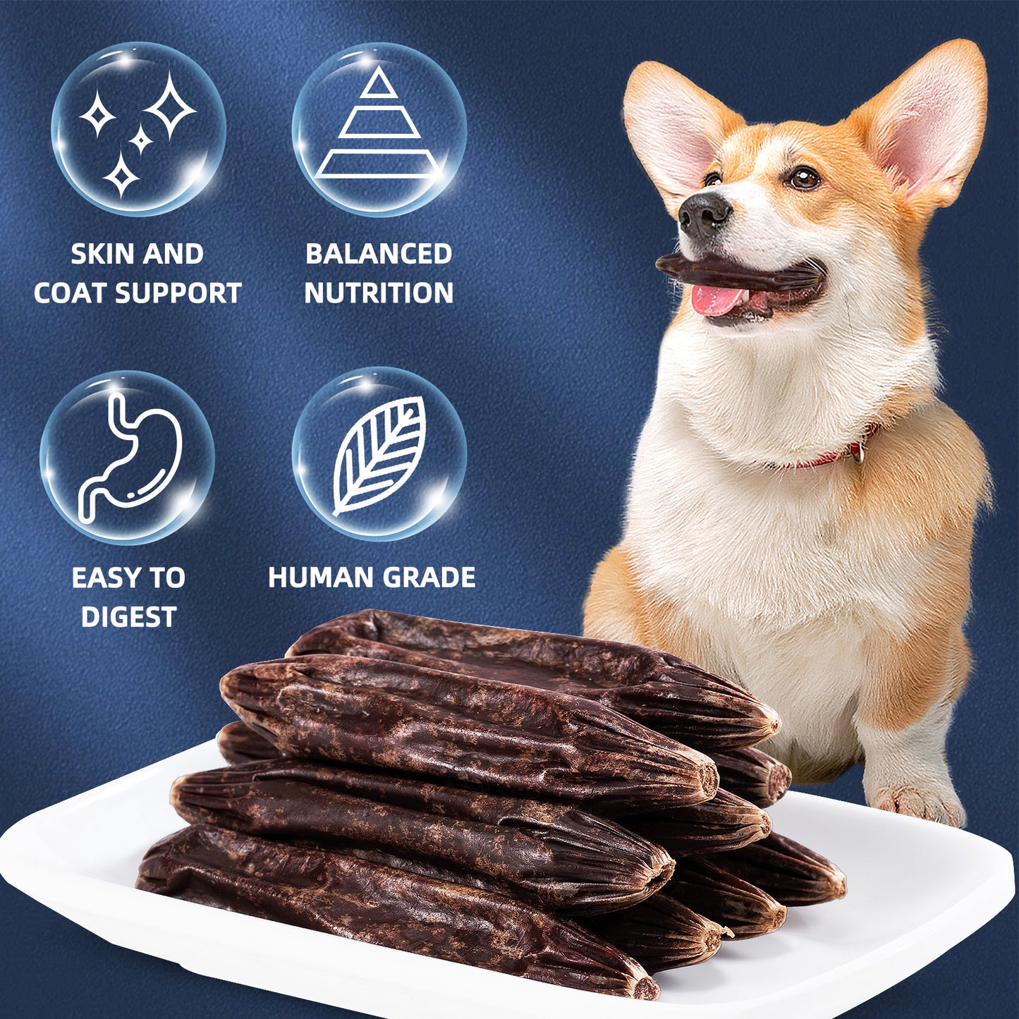 HUWZZE Mutton Sausage for Dogs & Cats, Human Grade Dog Treats Snacks 14.1 oz