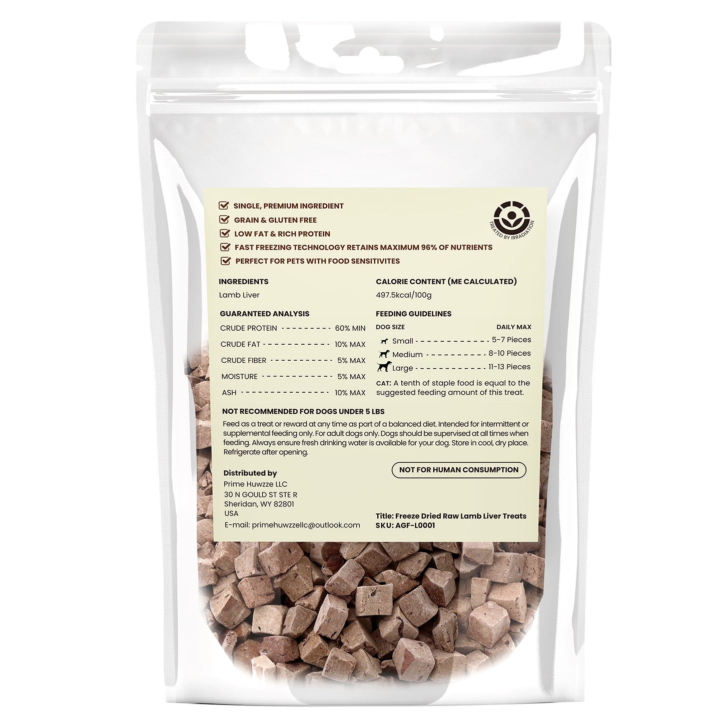 HUWZZE Freeze Dried Lamb Liver Treats for Cats & Dogs, Single Ingredient All Natural Dog Treats Snacks-Grain Free Pet Food Perfect for Training 6.2 oz