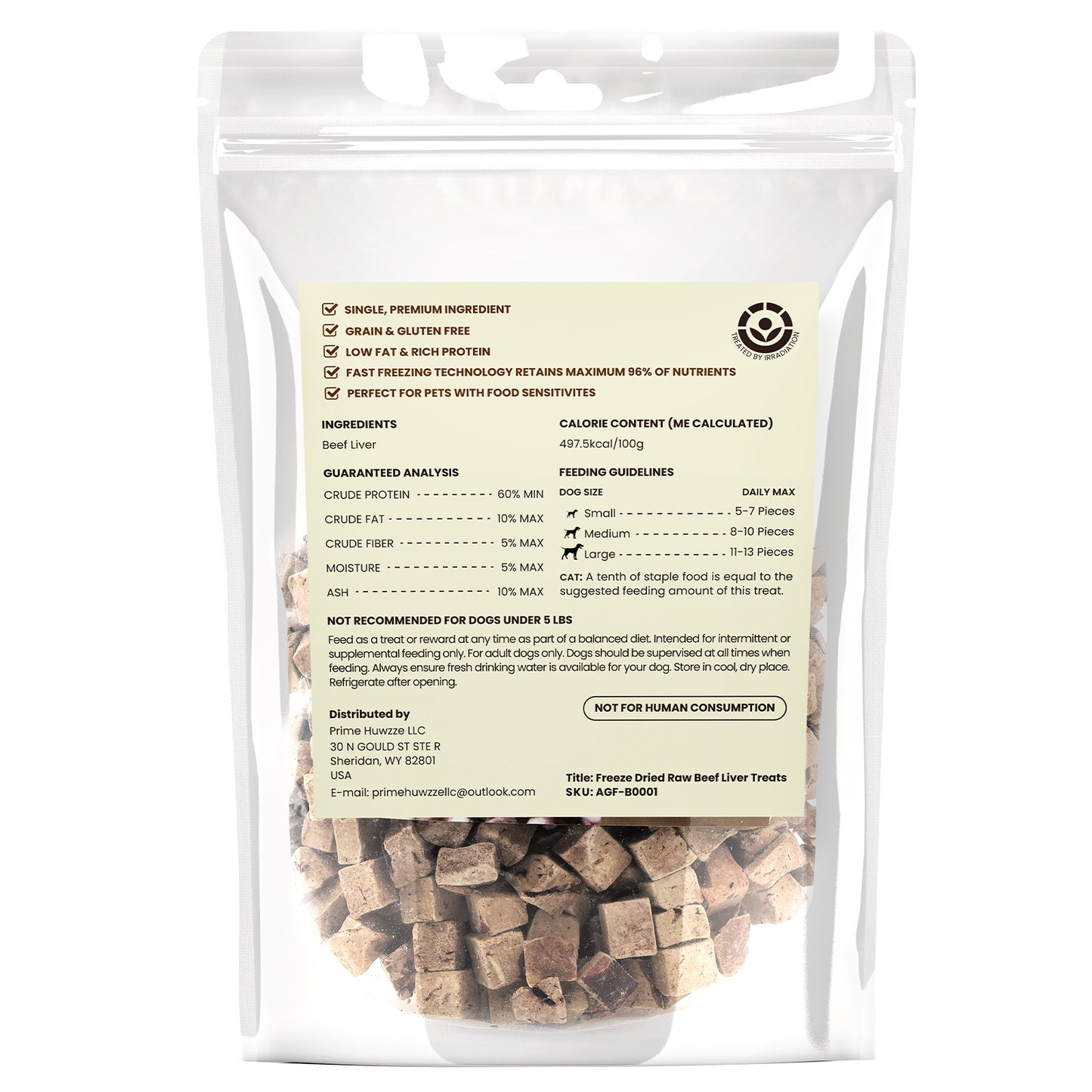 HUWZZE Freeze Dried Beef Liver Treats for Cats & Dogs, Single Ingredient All Natural Dog Treats Snacks-Grain Free Pet Food Perfect for Training 4.9 oz