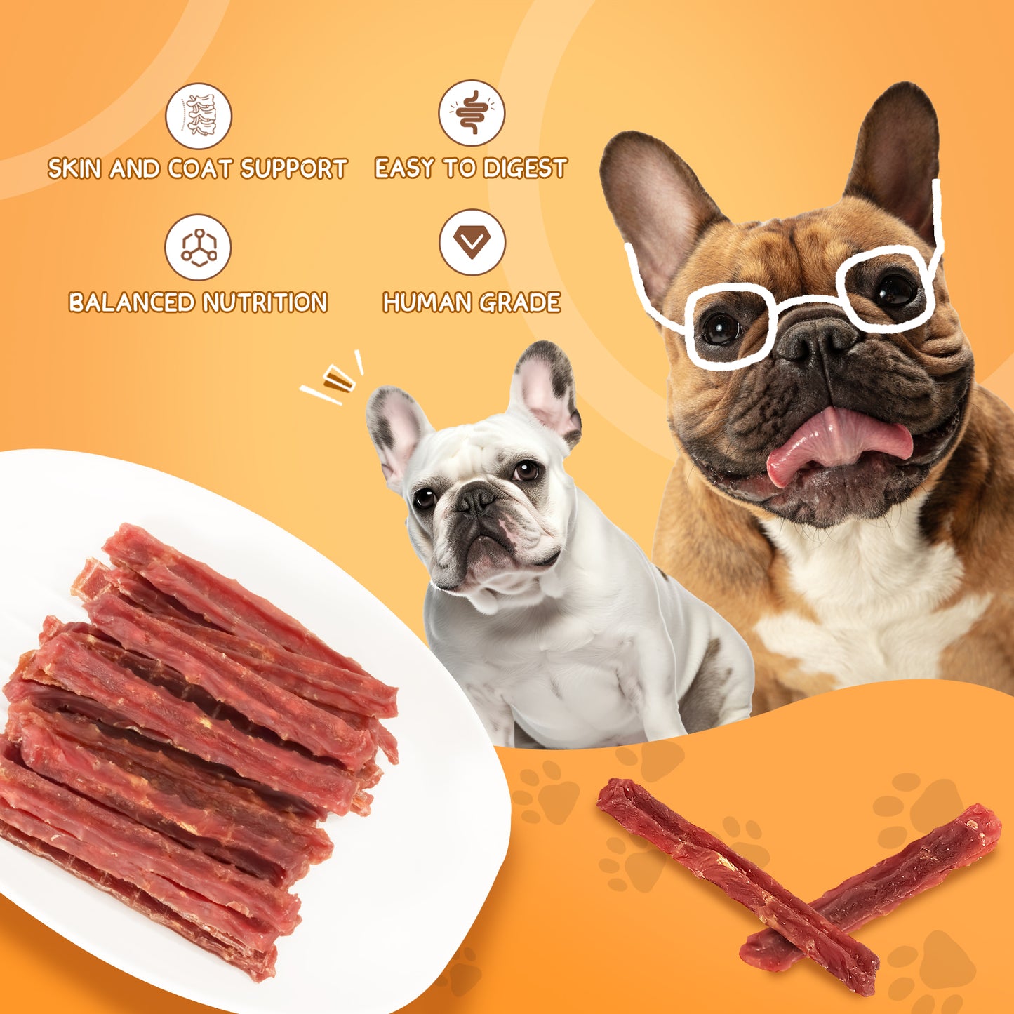 HUWZZE Duck Strips for Dogs & Cats, Grain Free Dog Training Treats, Rawhide Free Chewy Snacks 14.1 oz