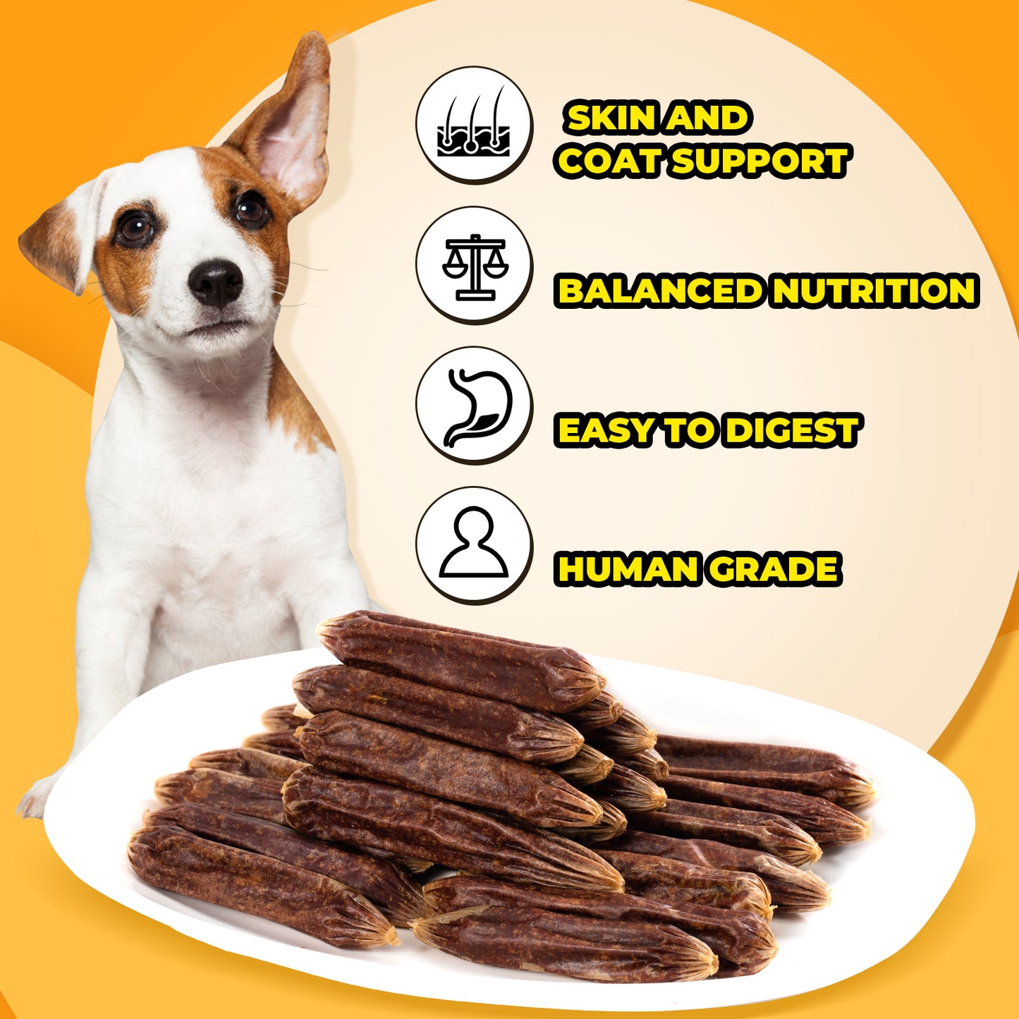 HUWZZE Duck Sausage for Dogs & Cats, Human Grade Dog Treats Snacks 14.1 oz