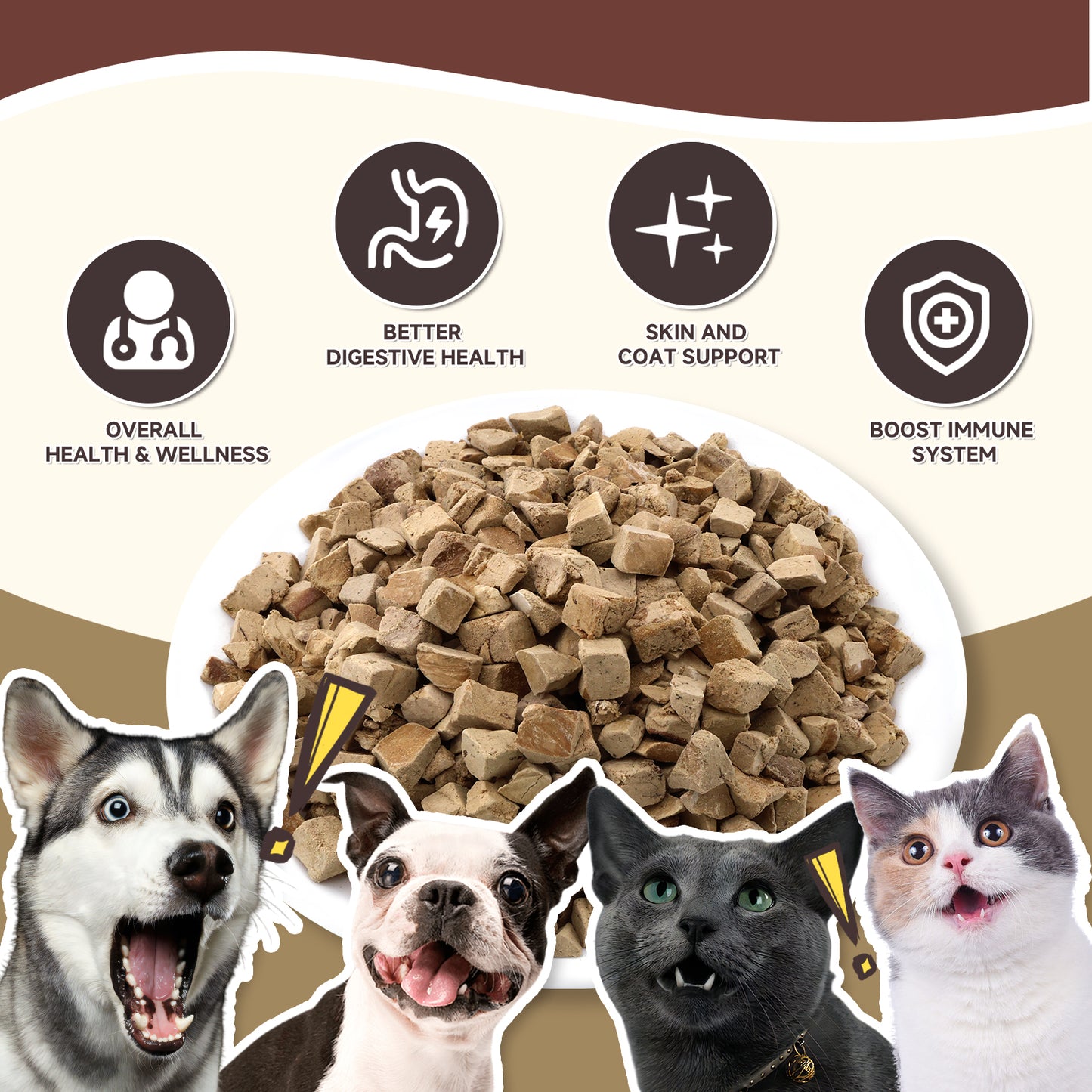 HUWZZE Freeze Dried Duck Liver Treats for Cats & Dogs, Single Ingredient All Natural Dog Treats Snacks-Grain Free Pet Food Perfect for Training 4.9 oz