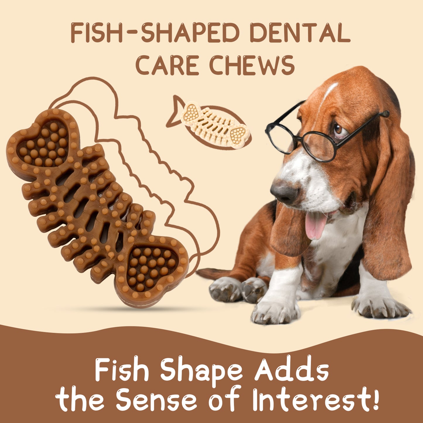 HUWZZE Dental Chews for Dogs, Chicken Flavor Dental Dog Treats Chewy Snacks, Oral Care and Hygiene Chews 14.5 oz