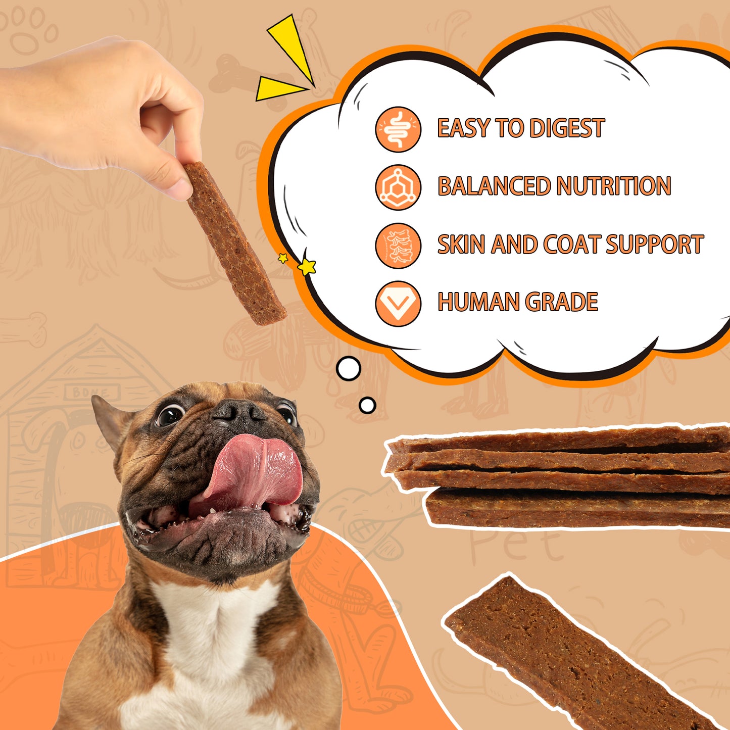 HUWZZE Salmon Jerky Tenders for Dogs & Cats, Natural Dog Treats Snacks Made with Real Salmon 14.1 oz