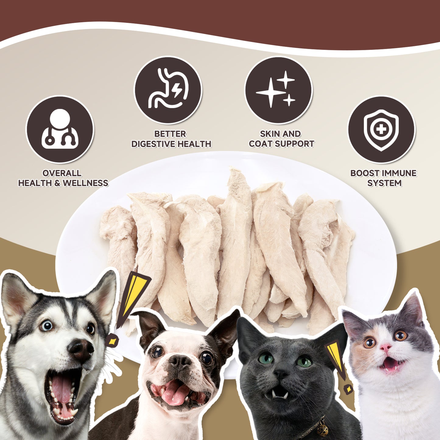 HUWZZE Freeze Dried Whole Duck Breast Treats for Cats & Dogs, Single Ingredient All Natural Grain-Free Dog Treats Snacks-Pet Food Perfect for Training 3.2 oz