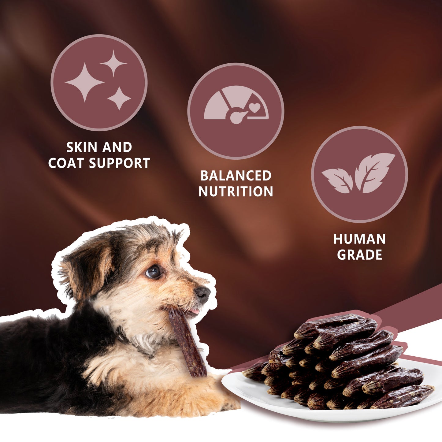 HUWZZE Beef Sausage for Dogs & Cats, Human Grade Dog Treats Snacks 14.1 oz