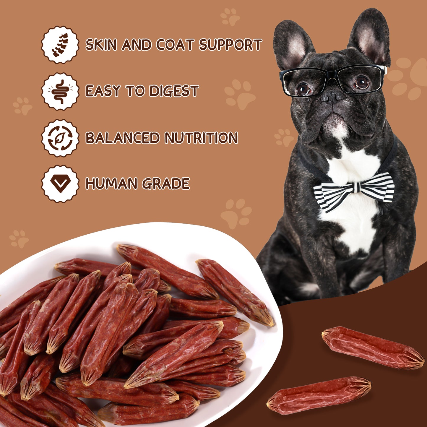 HUWZZE Turkey Sausage for Dogs & Cats, Human Grade Dog Treats Snacks 14.1 oz