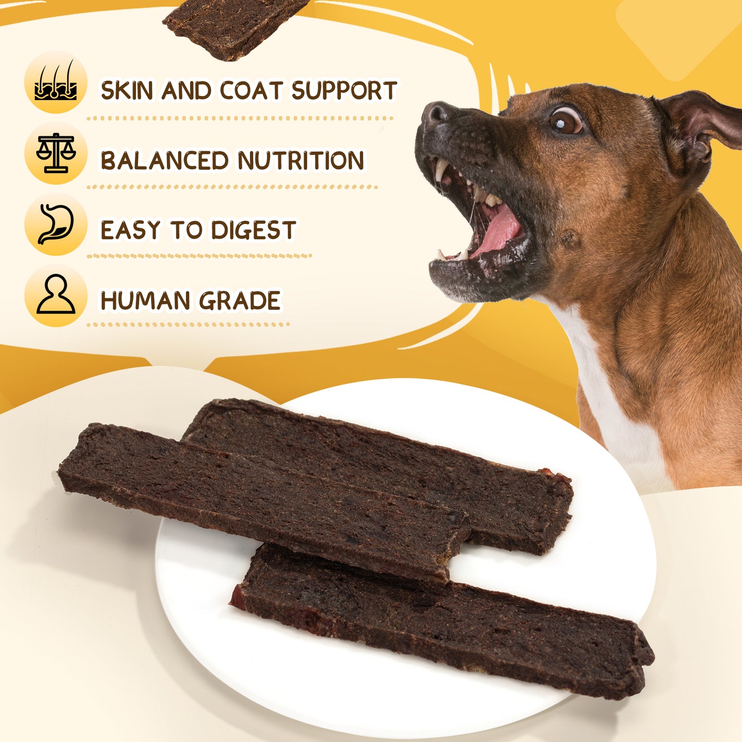 HUWZZE Beef Jerky for Dogs & Cats, Natural Dog Treats Chewy Snacks Made with Real Beef 14.6 oz